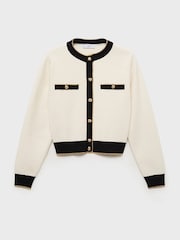 Mango Cream Knitted Cardigan With Jewel Button - Image 4 of 5