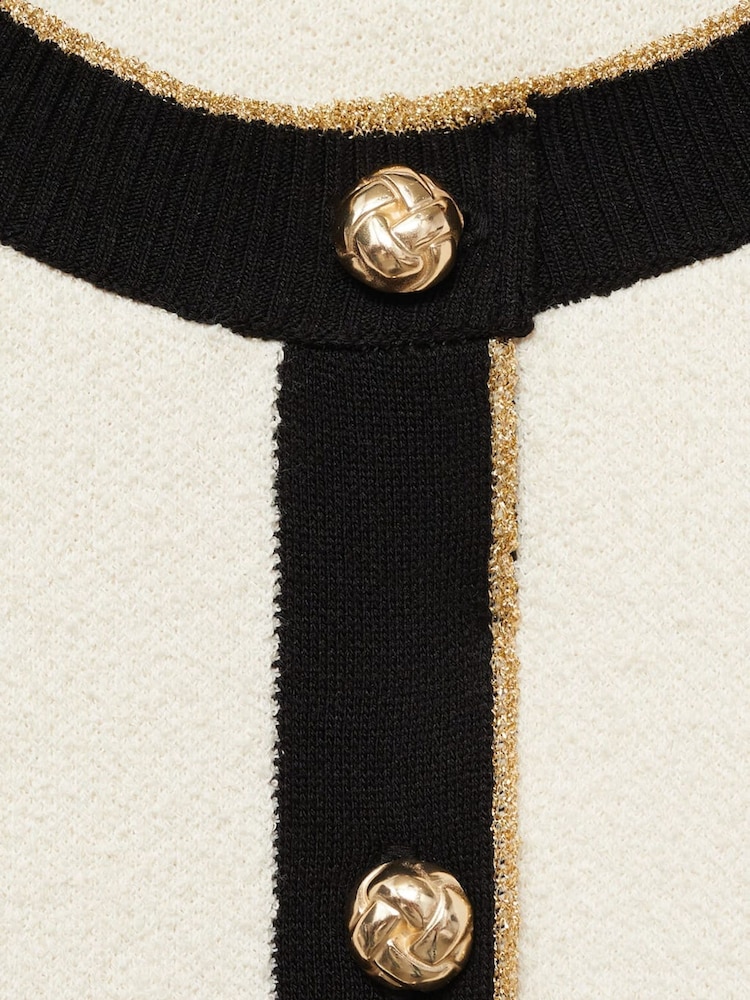 Mango Cream Knitted Cardigan With Jewel Button - Image 5 of 5