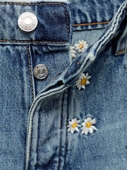Mango Blue Flower Embroidered Wideleg Jeans - Image 6 of 6