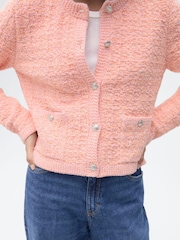 Mango Pink Tweed Jacket With Jewel Buttons - Image 1 of 6