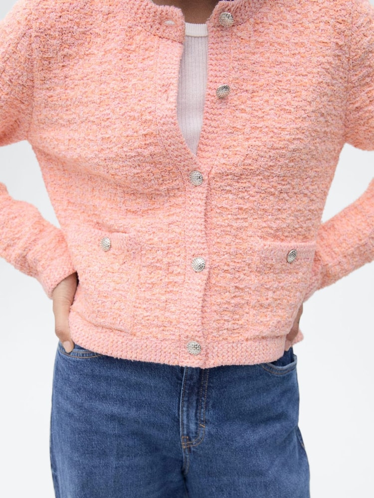 Mango Pink Tweed Jacket With Jewel Buttons - Image 1 of 6