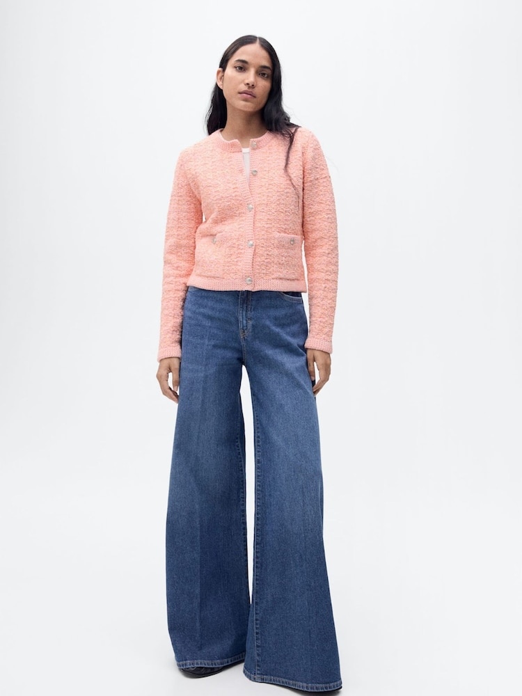 Mango Pink Tweed Jacket With Jewel Buttons - Image 2 of 6