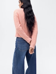 Mango Pink Tweed Jacket With Jewel Buttons - Image 3 of 6