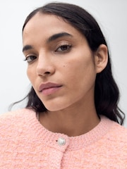 Mango Pink Tweed Jacket With Jewel Buttons - Image 4 of 6