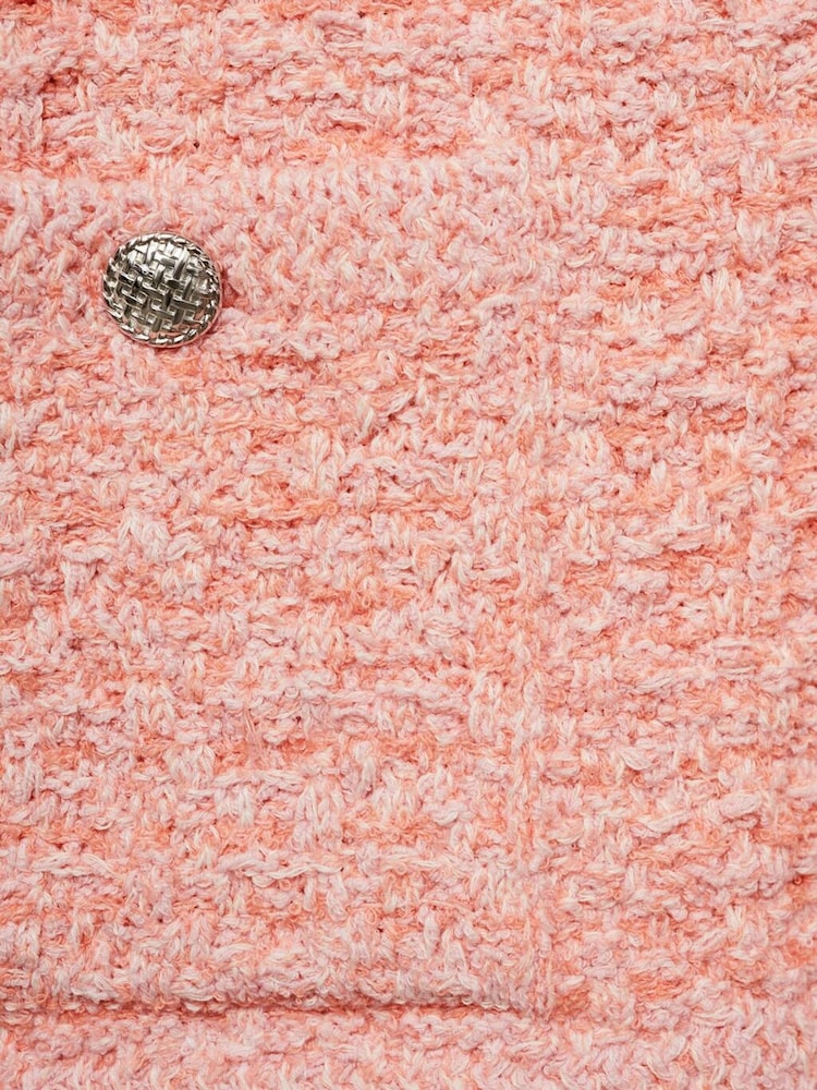 Mango Pink Tweed Jacket With Jewel Buttons - Image 6 of 6
