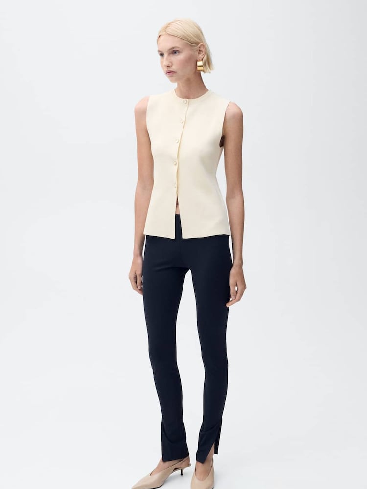 Mango Cream Fine Knit Waistcoat - Image 1 of 6