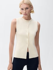 Mango Cream Fine Knit Waistcoat - Image 2 of 6