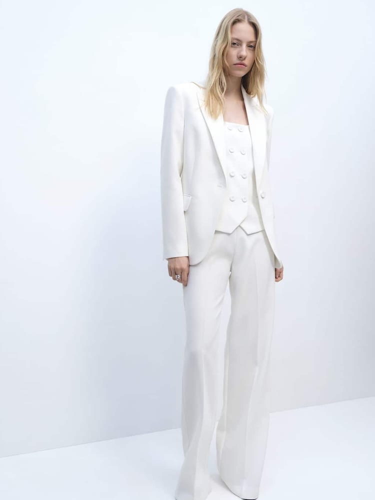 Mango Cream Structured Suit Jacket - Image 2 of 6