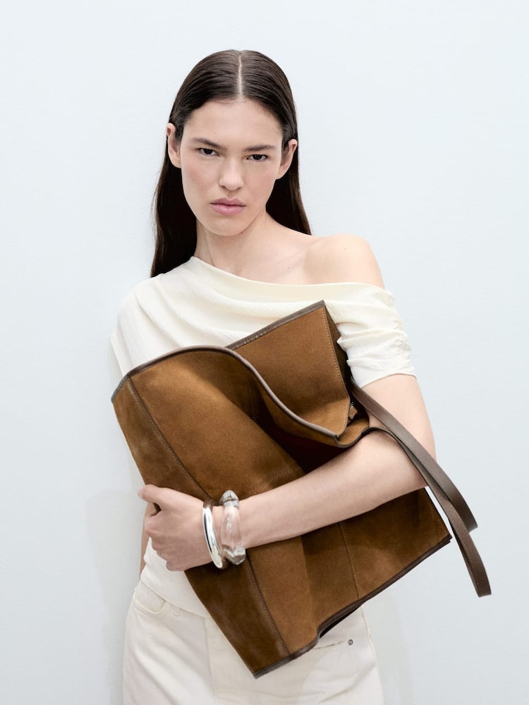 Mango Cream Asymmetric Ruched Top - Image 2 of 7