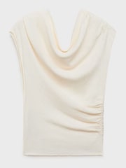 Mango Cream Asymmetric Ruched Top - Image 6 of 7