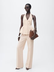 Mango Cream Straight Suit Trousers - Image 1 of 6