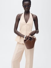 Mango Cream Straight Suit Trousers - Image 4 of 6