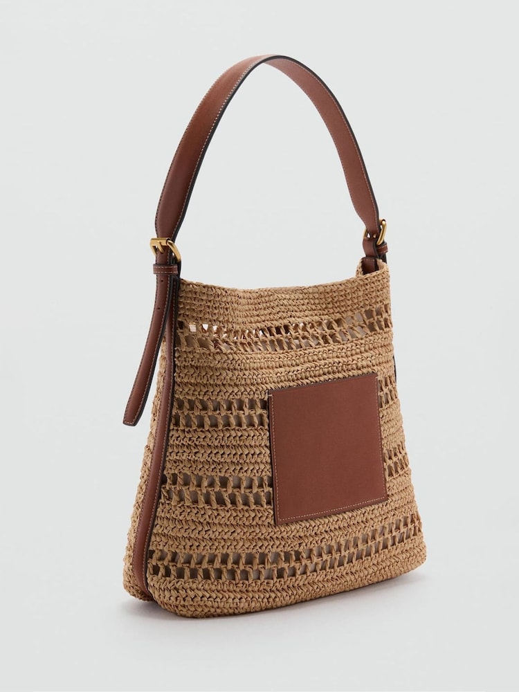 Mango Brown Raffia Shoulder Bag - Image 1 of 3