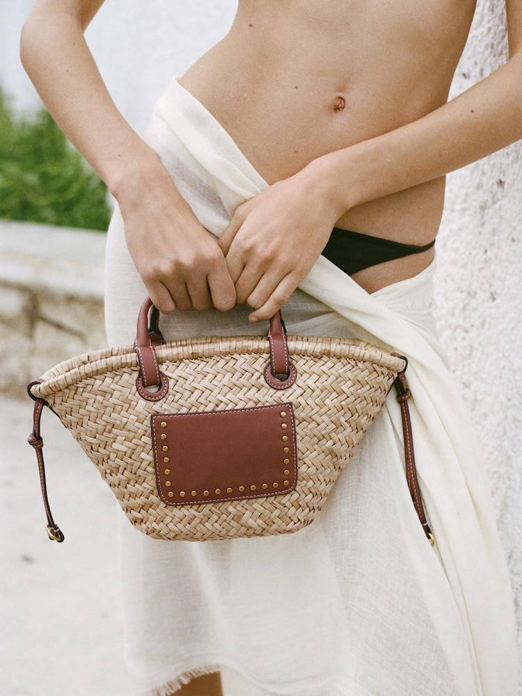 Mango Brown Small Jute Handbag - Image 4 of 4