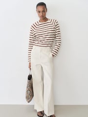Mango Brown Stripe Stripe Round Neck Long Sleeve Top - Image 2 of 6