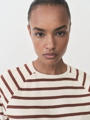 Mango Brown Stripe Stripe Round Neck Long Sleeve Top - Image 4 of 6