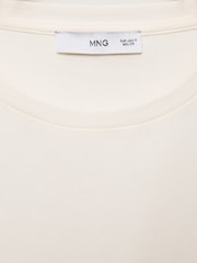 Mango White Crochet Sleeve Cotton T-Shirt - Image 5 of 5