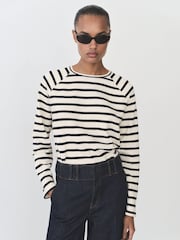 Mango Blue Stripe Round Neck Long Sleeve Top - Image 1 of 7