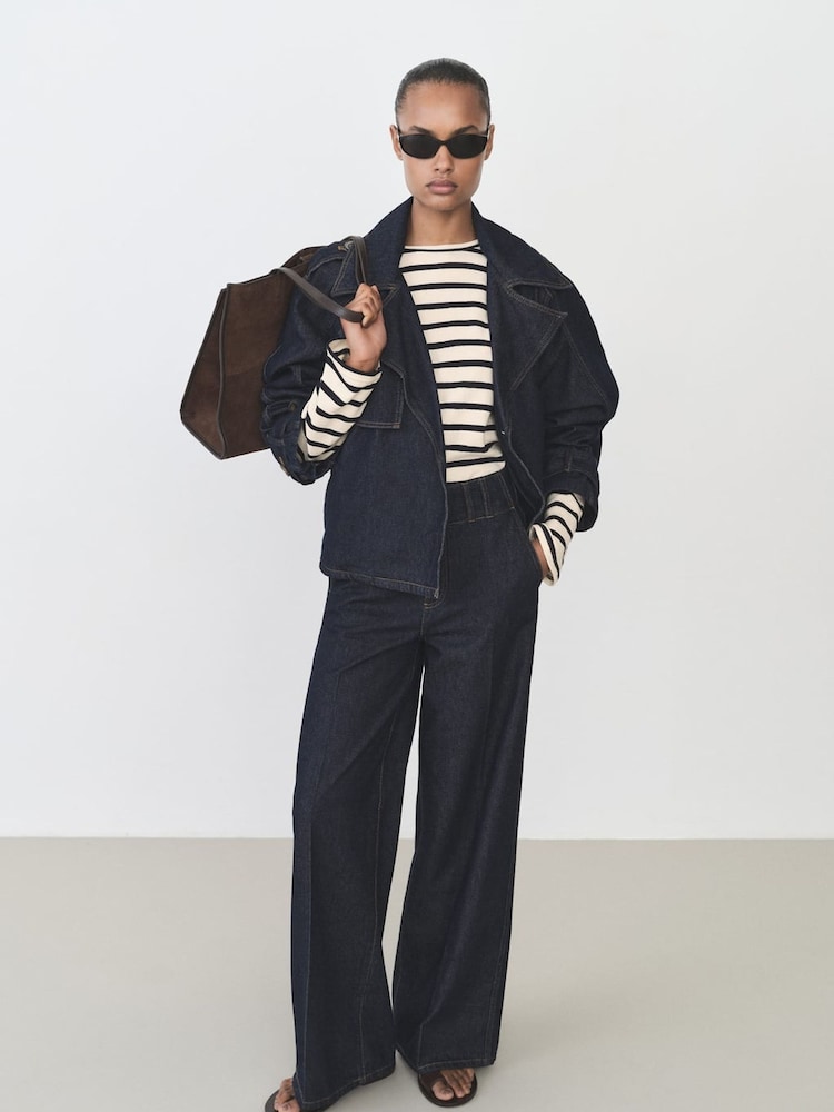 Mango Blue Stripe Round Neck Long Sleeve Top - Image 2 of 7
