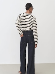 Mango Blue Stripe Round Neck Long Sleeve Top - Image 3 of 7