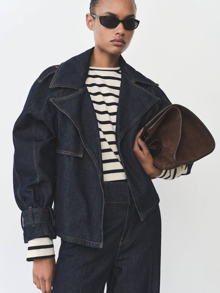 Mango Blue Stripe Round Neck Long Sleeve Top - Image 4 of 7