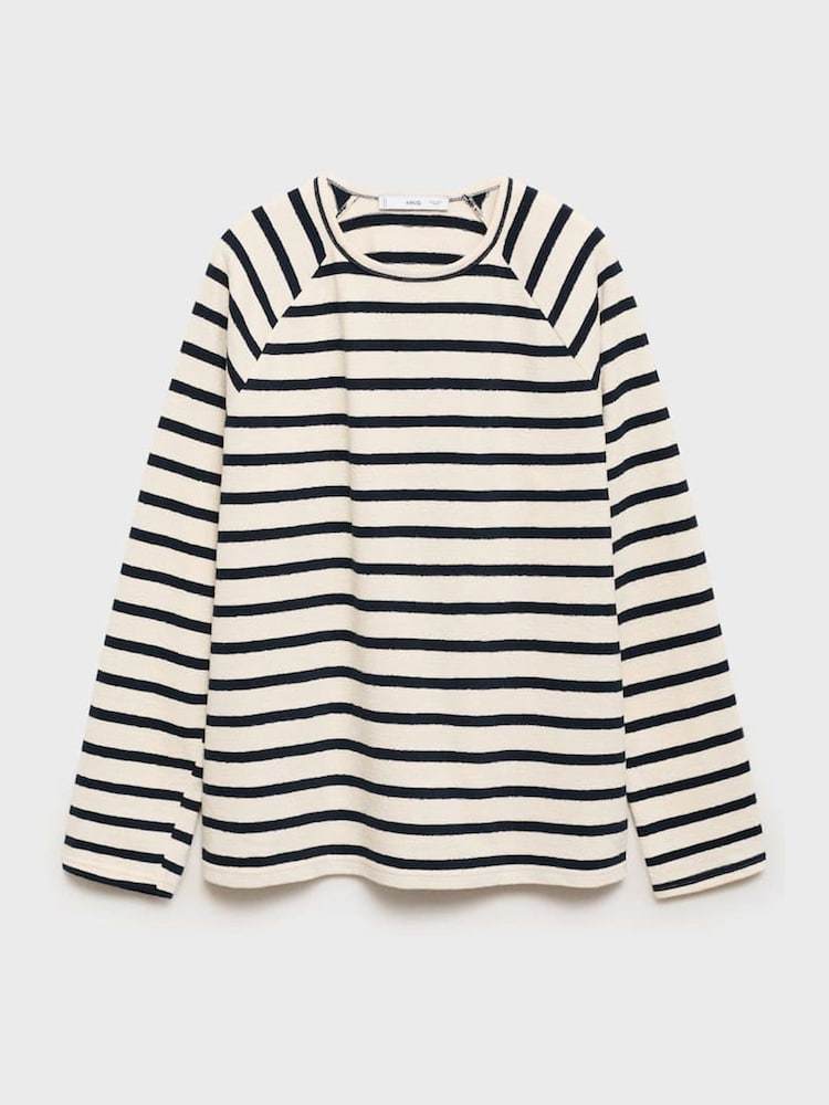 Mango Blue Stripe Round Neck Long Sleeve Top - Image 6 of 7