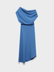 Mango Blue Drape Neck Maxi Dress - Image 5 of 6
