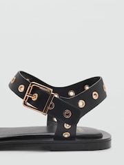 Mango Black Claudio Leather Sandals - Image 2 of 3