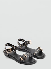 Mango Black Claudio Leather Sandals - Image 3 of 3