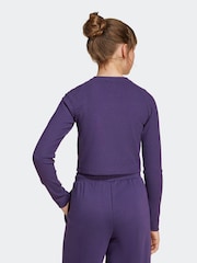 adidas Purple Rib Crop Long Sleeve Kids Top - Image 2 of 6