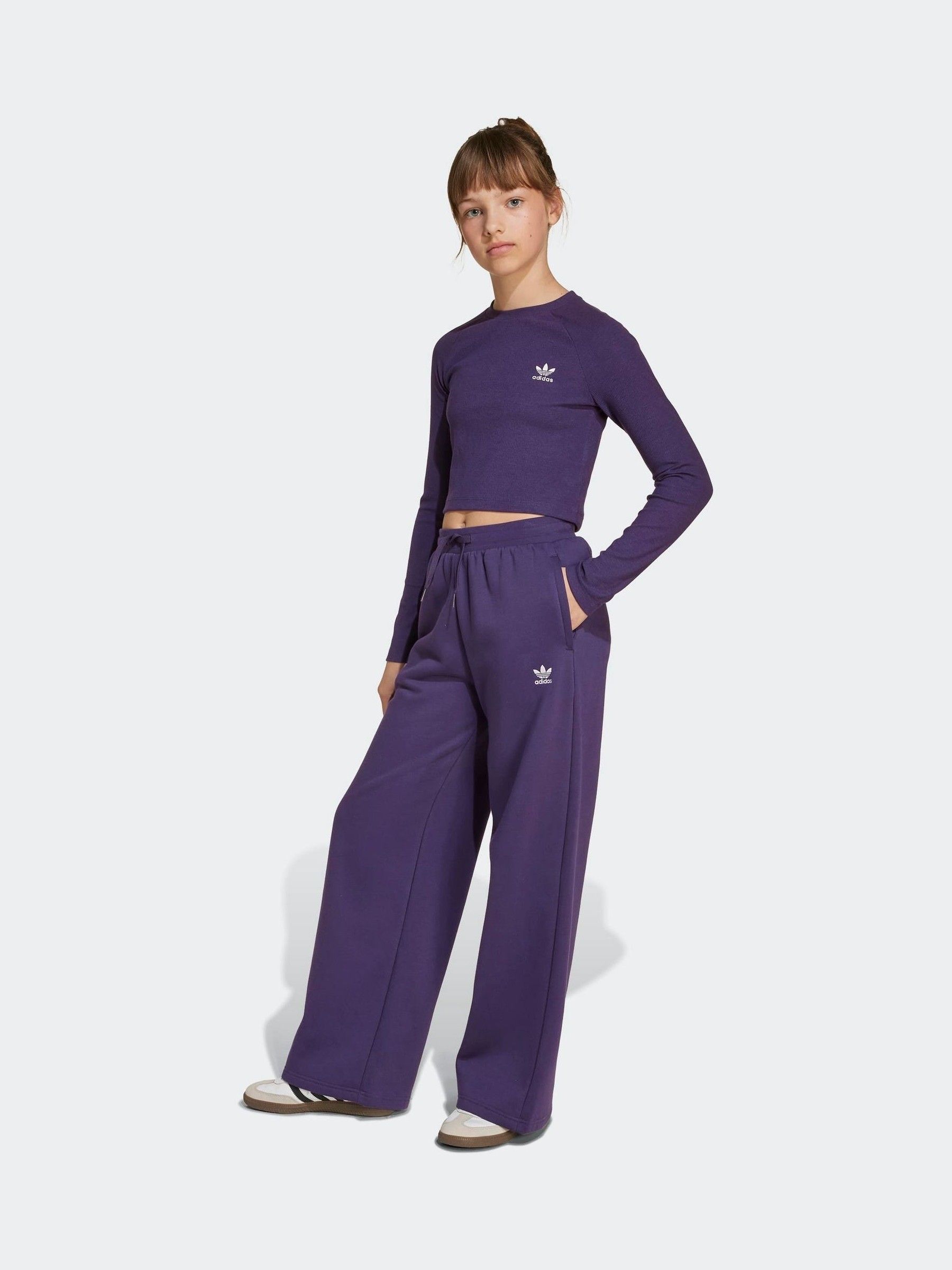 Next：日本 パープル - adidas リブ クロップド 長袖 キッズ トップス