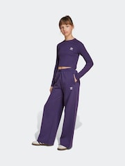 adidas Purple Rib Crop Long Sleeve Kids Top - Image 3 of 6