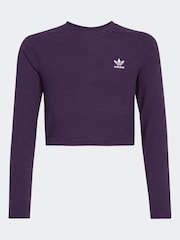 adidas Purple Rib Crop Long Sleeve Kids Top - Image 6 of 6