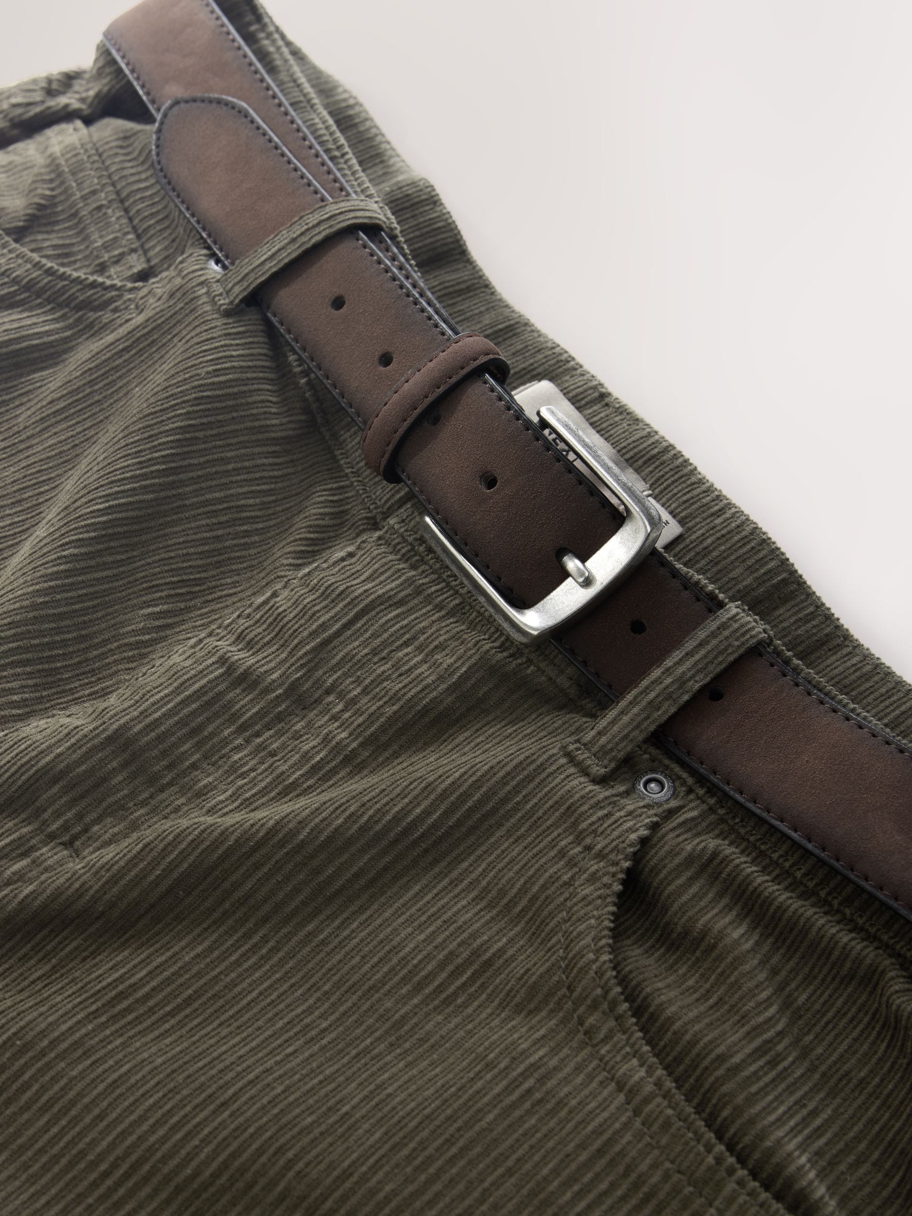 Buy Stone Straight Fit Belted Corduroy Trousers from Next India