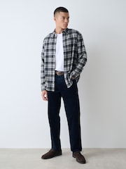 Navy Straight Fit Belted Corduroy Trousers - Image 2 of 11