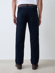 Navy Straight Fit Belted Corduroy Trousers - Image 3 of 11
