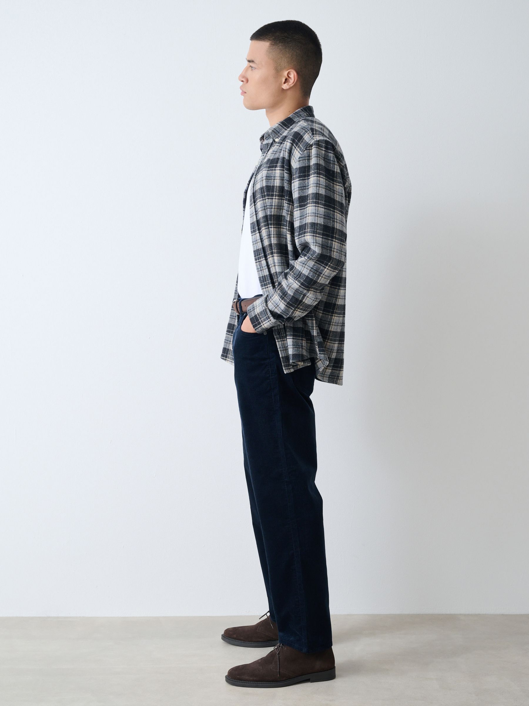 Buy Navy Straight Fit Belted Corduroy Trousers from the Next UK