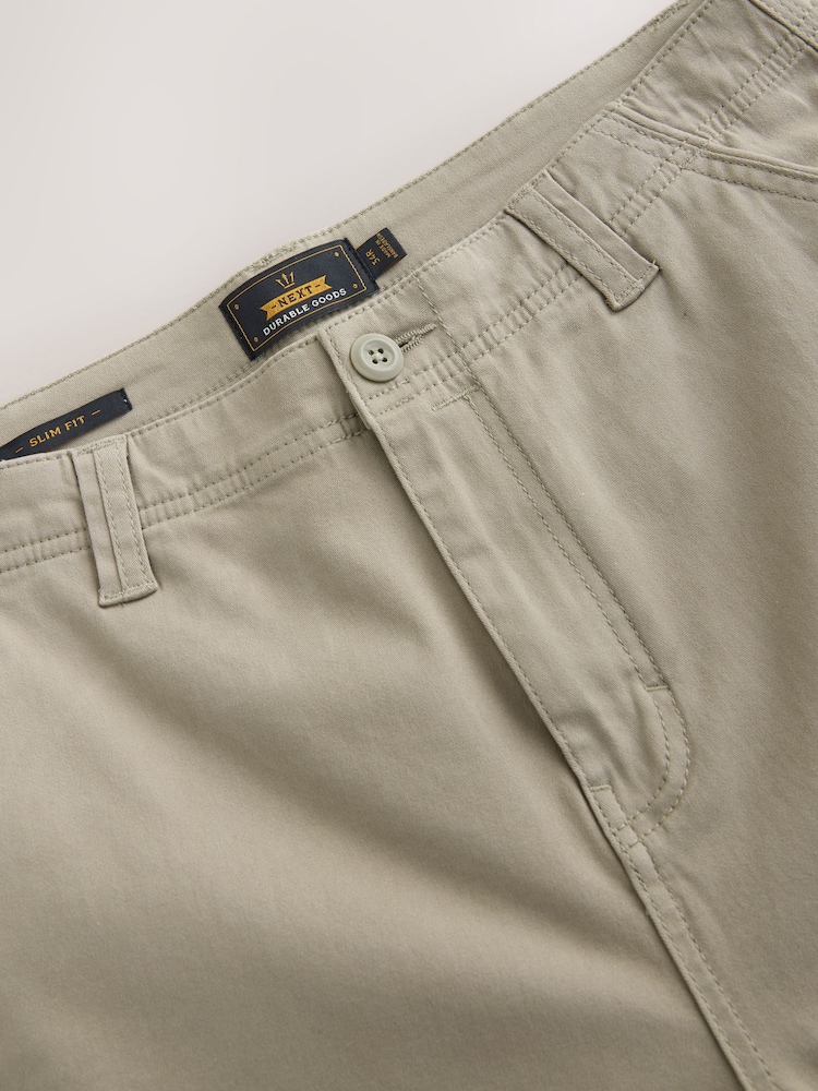 Stone Slim Fit Cotton Stretch Cargo Trousers - Image 2 of 6 Stone Slim Fit Cotton Stretch Cargo Trousers - Image 2 of 6