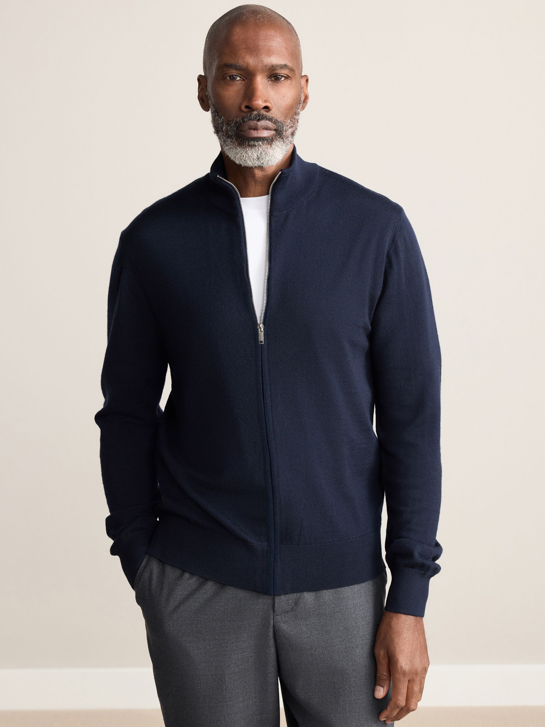 Buy Navy Blue Regular Fit Signature 100% Merino Wool Light Weight