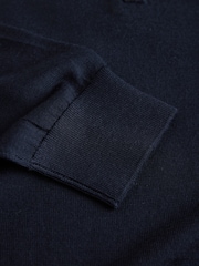 Navy Blue Regular Fit Signature 100% Merino Wool Zip Neck Jumper - Image 10 of 11
