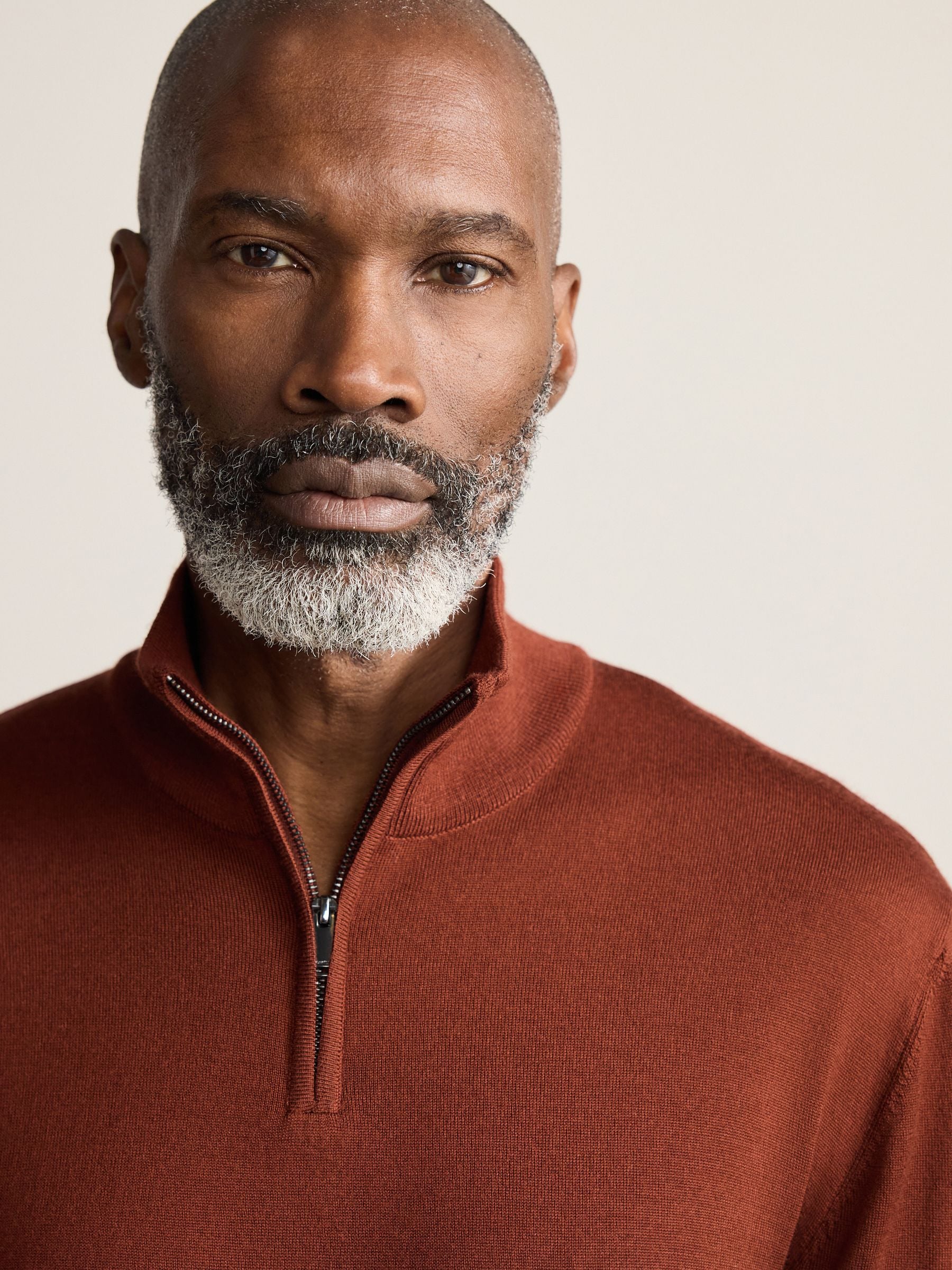 Buy Burnt Orange Regular Fit Signature 100% Merino Wool Zip Neck