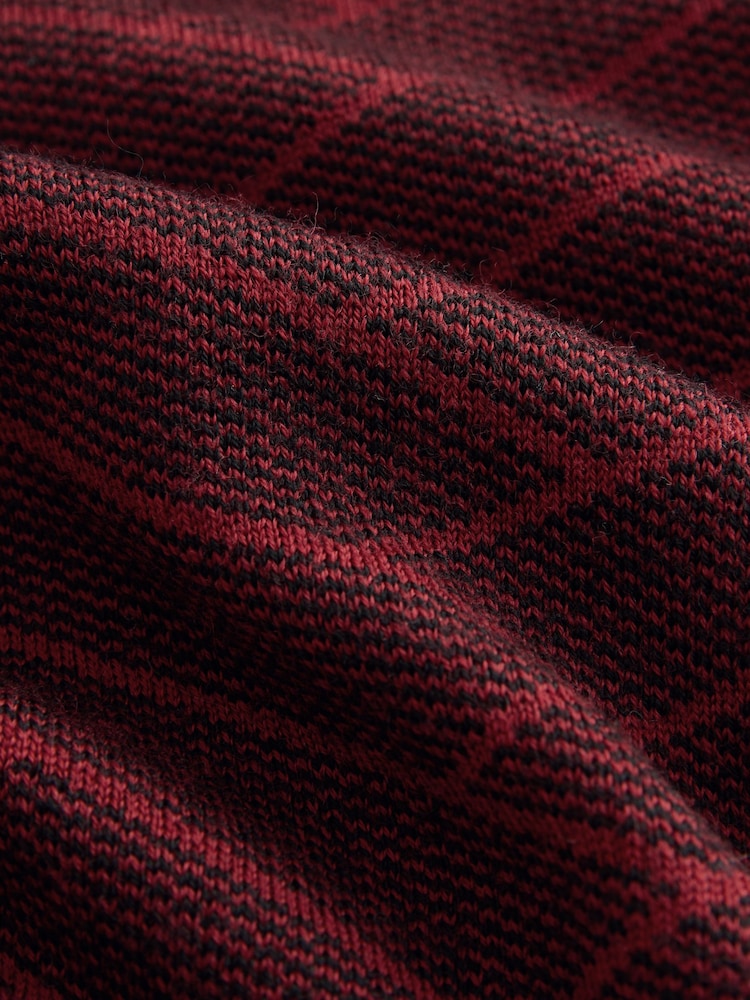 Rust Red Chevron Regular Fit Signature 100% Merino Wool Quarter Zip Long Sleeve Polo Shirt - Image 8 of 8 Rust Red Chevron Regular Fit Signature 100% Merino Wool Quarter Zip Long Sleeve Polo Shirt - Image 8 of 8