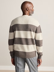 Neutral Regular Fit Signature 100% Merino Wool Stripe Jumper - Image 3 of 7