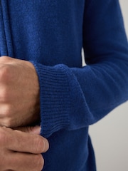 Cobalt Blue Regular Fit 100% Merino Wool Mid Weight Quarter Zip Neck Jumper - Image 6 of 6