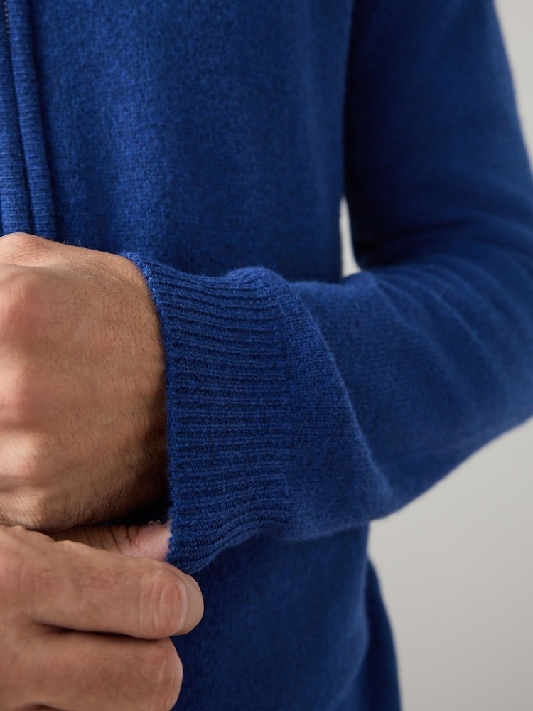 Cobalt Blue Regular Fit 100% Merino Wool Mid Weight Quarter Zip Neck Jumper - Image 6 of 6 Cobalt Blue Regular Fit 100% Merino Wool Mid Weight Quarter Zip Neck Jumper - Image 6 of 6