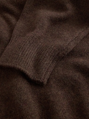 Chocolate marrom - Suéter de lã merino de corte regular, peso médio, com zíper frontal até o peito.100 - Imagem 3 de 5