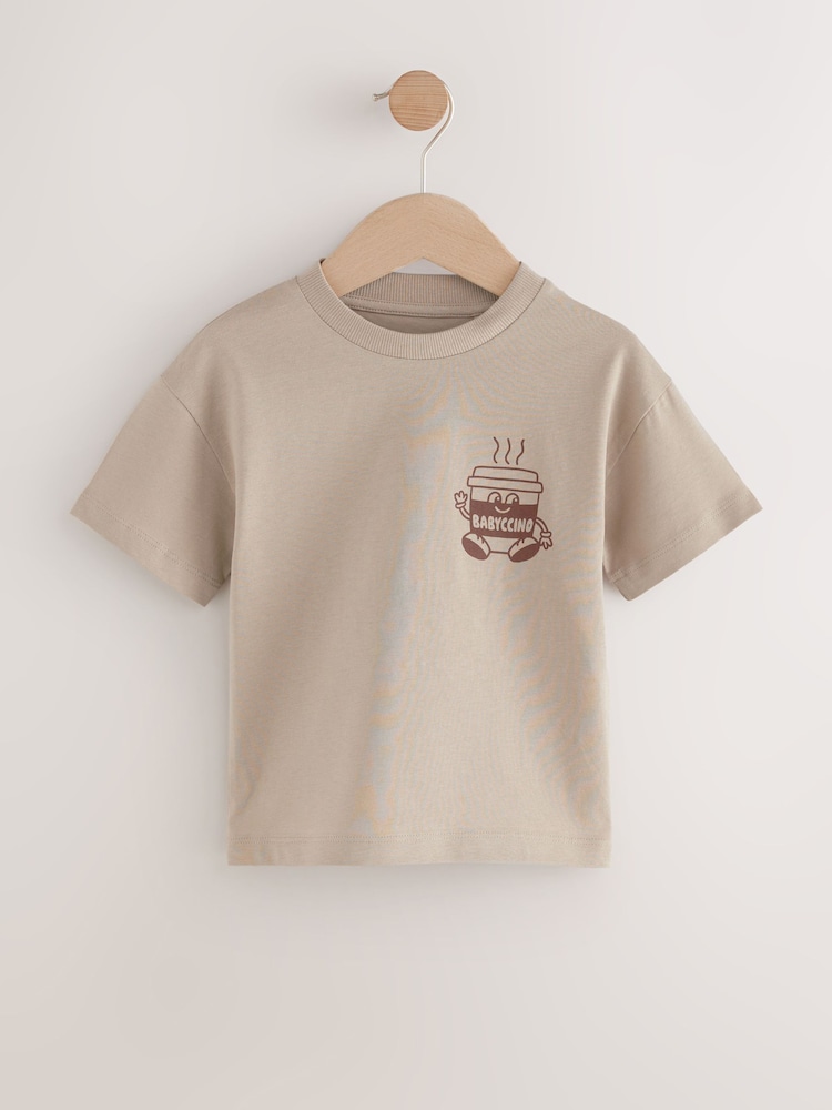 Neutral Babyccino 100% Cotton Short Sleeve Back Print T-Shirt (3mths-7yrs) - Image 1 of 4