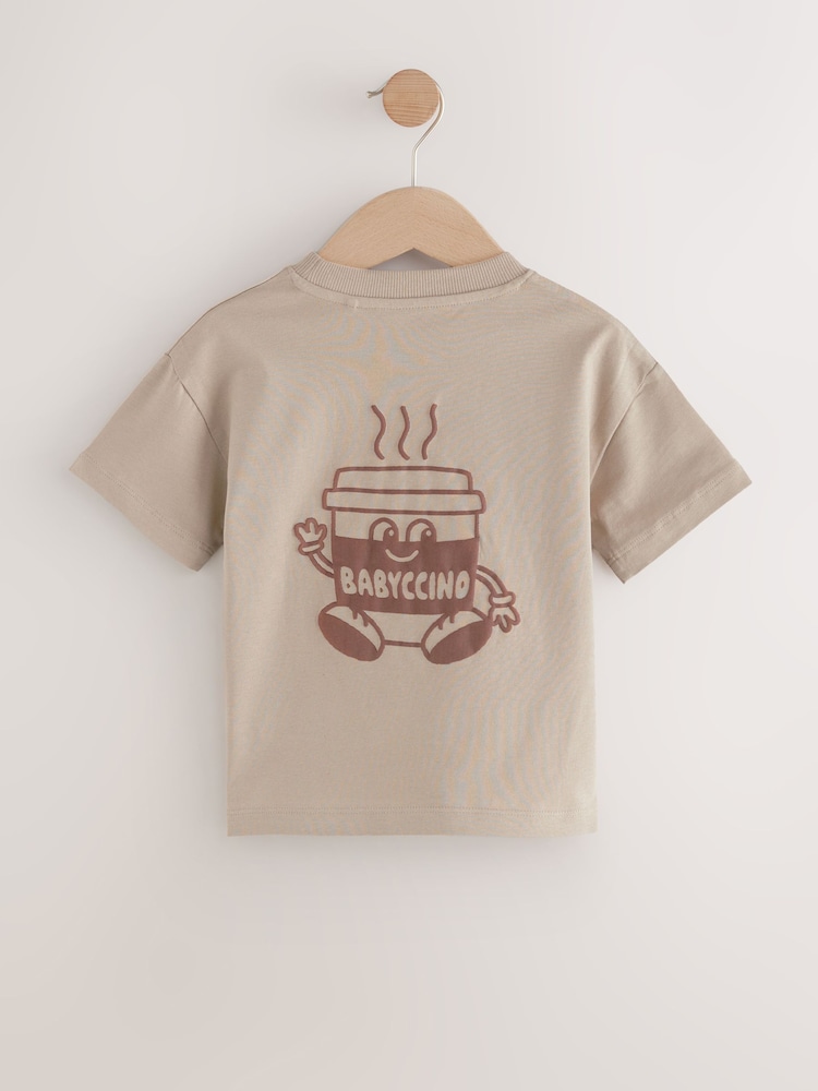 Neutral Babyccino 100% Cotton Short Sleeve Back Print T-Shirt (3mths-7yrs) - Image 2 of 4