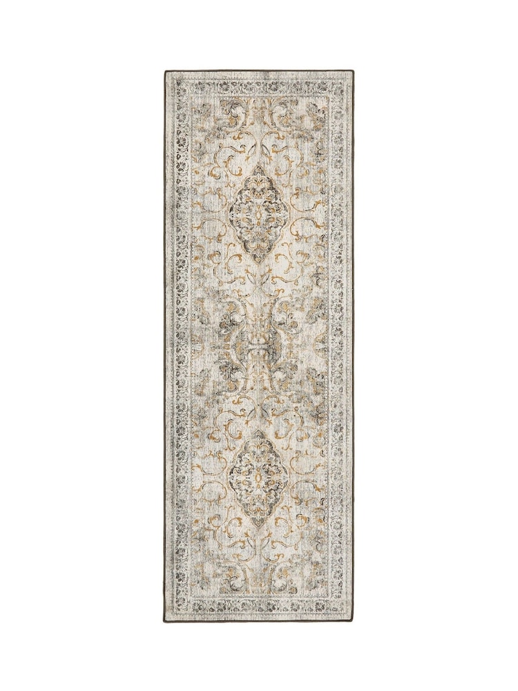 Hug Rug Gold and Grey British Made Washable Baroque Runner - Image 2 of 4