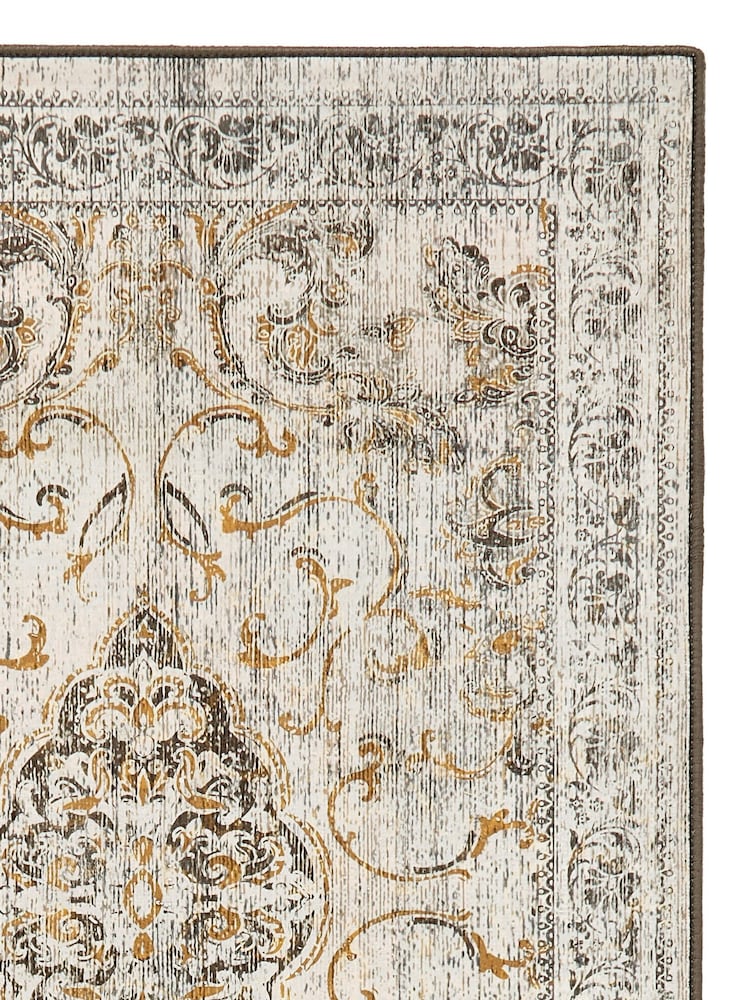 Hug Rug Gold and Grey British Made Washable Baroque Runner - Image 4 of 4